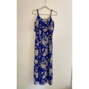 Motherhood Maternity Blue & White Floral Maxi Dress With Ruffle Design - Size S